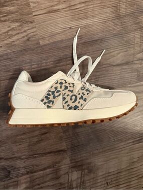New Balance Cream Sneakers with Leopard-Print Accent Anthropologie exclusive